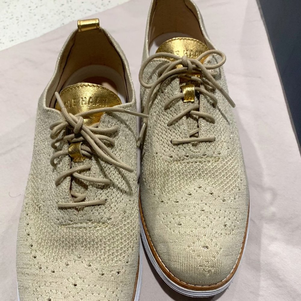 Cole Haan Loafers, 11B, Cream and Gold Color - Great condition